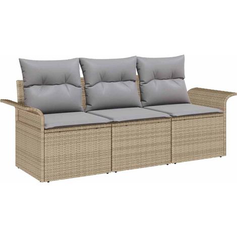 Maison Exclusive - Sofa Set mit Kissen 3 pcs Beige und Grau Poly-