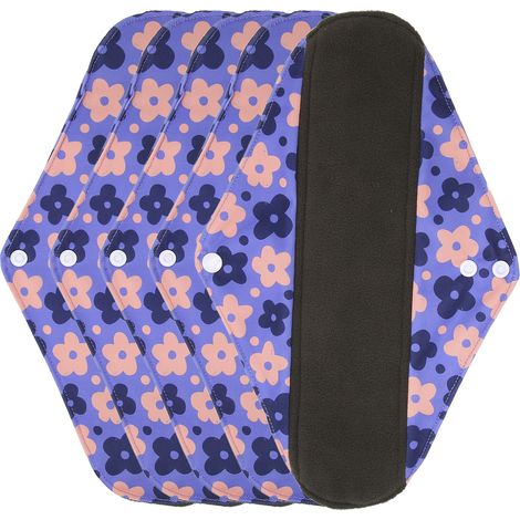 Serviette Hygiénique Réutilisable - 20 x 30 cm - Tissu Charbon de Bambou - Lavable - Pour Femme - 5 Pièces