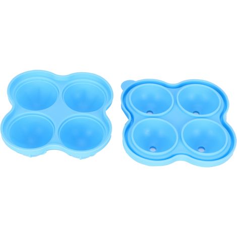 Silikon-Eiswürfelform mit 4 Fächern, runde, hellblaue Eiswürfelform für die Küche, Eisballformer (1/5)