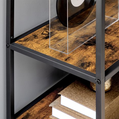 Bibliothèque mobile 7 étagères en bois et métal design industriel, 83x34x180 cm, marron (1/5)