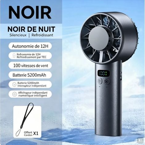 Mini-ventilateur portable USB — Rechargeable, batterie longue durée, flux d'air puissant, mode Turbo, fonction de refroidissement par plaque glacée, moteur sans balais (1/3)