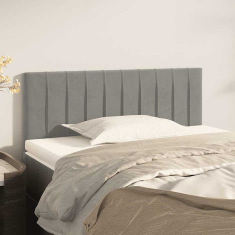 Tête de lit en velours gris clair avec pieds en bois, hauteur réglable, 100 x 5 x 78/88 cm, 6.1kg - PANGIVO (1/5)