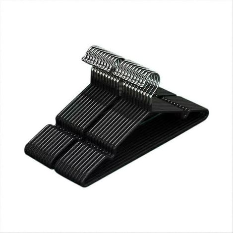 Confezione da 10 grucce antiscivolo, rinforzate, di colore nero. (1/4)