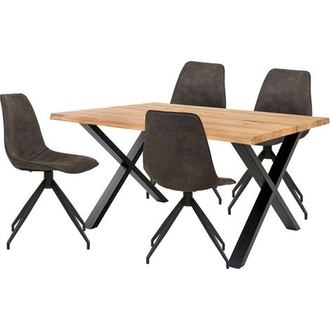 Toulon ensemble pour salle à manger 1 table à manger chêne et 4 chaises grises. (1/2)