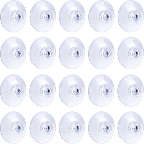 Lot de 20 ventouses transparentes 3 cm – Plastique PVC souple – Charge maximale 1,4 kg – Pour surfaces lisses et non poreuses (1/5)