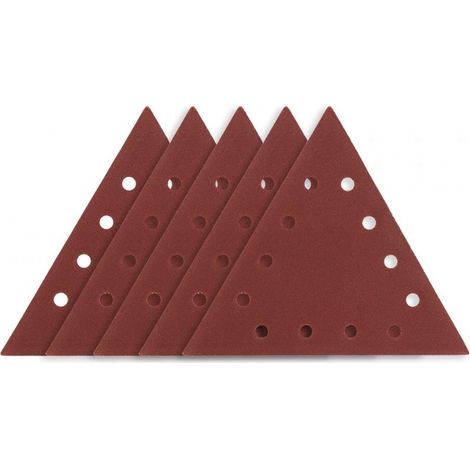 Papier de verre auto-agrippant K120, triangulaire à 12 trous, lot de 5 pour ponceuse 59G264 (1/5)