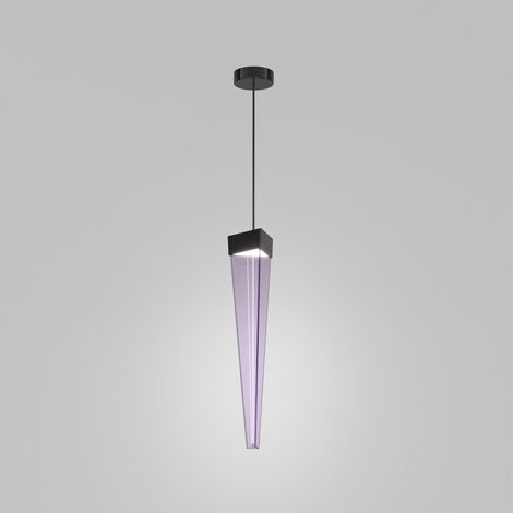 Stalactite Lampada a Sospensione LED 12W 2700K Colore Ametista con Struttura in Nickel Nero Lucido, Design Moderno e Scenografico, Altezza Regolabile