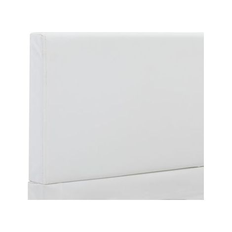 Cadre de lit en similicuir blanc (sans matelas), 90 × 200 cm, meuble de chambre, design contemporain, montage facile (1/5)