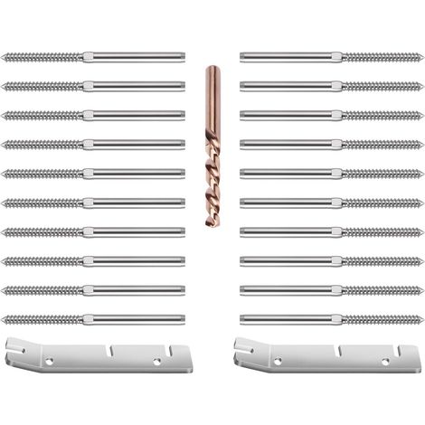 20er-Pack 3/16 Zoll (links und rechts) Crimp-Schrauben mit Schlüsseln für verbesserte Kabelgeländer, T316 Edelstahl-Kabelgeländer-Hardware, Handgewinde für Holzpfosten