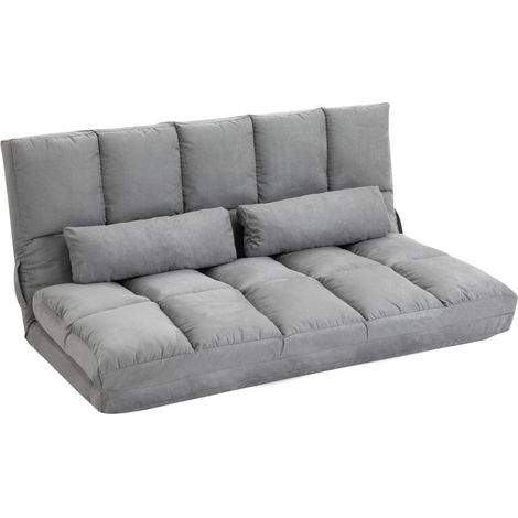 Canapé Moderne 2 en 1 avec Dossier Réglable sur 7 Niveaux et Coussins, Parfait pour Salon, Bureau, Lecture et Détente, 130x73x60 cm, Gris Clair (1/5)