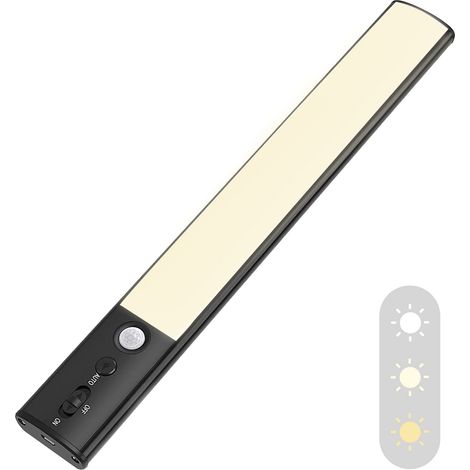 Luz de armario con sensor de movimiento - Luz de armario recargable alimentada por una batería de 4200 mAh - Tira de luz LED inalámbrica para uso en interiores - Iluminación magnética activada por mov