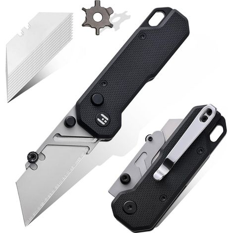 Klappmesser mit 6cm SK2-Klinge, inkl. 10 Ersatzklingen, G10-Griff, Gürtelclip