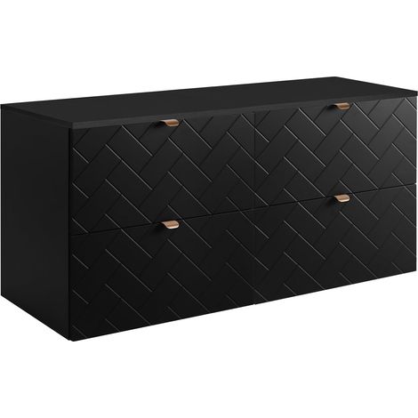 Mobile da bagno, Nero Opaco, 120 x 57 x 46 cm, Maniglie Dorate (1/5)