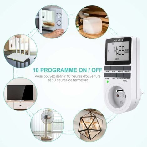 Tragbarer digitaler Timer, Wochentimer mit LCD-Bildschirm, 12h/24h/7-Tage-Timer, energiesparend für Haushaltsgeräte und Beleuchtung (1 Stück) (1/4)