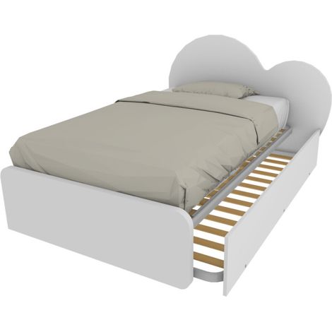 Letto a cuore 1 piazza e mezza con secondo letto estraibile - Perfetto per camerette - Bianco (1/5)