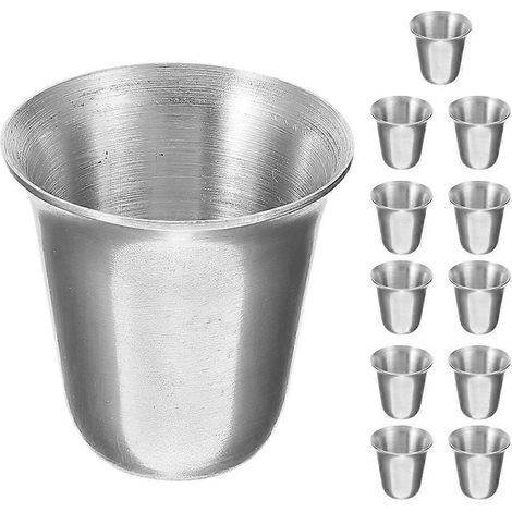 Lot de 12 coupes de communion empilables en acier inoxydable, articles religieux pour la communion, récipients à boire portables en métal. (1/3)