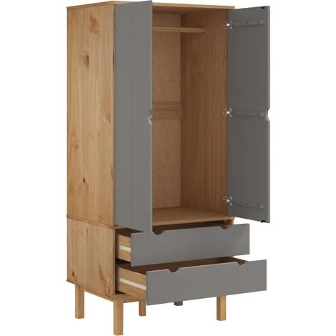 vidaXL OTTA Kleiderschrank Massivholz Grau 76,5x53x172 cm