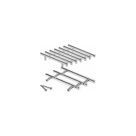 Tiradores de cocina en forma de T de acero inoxidable 10x de 128 mm, tirador de barra para puerta de armario de Ø12 mm con tornillos - Crezuo (1/4)