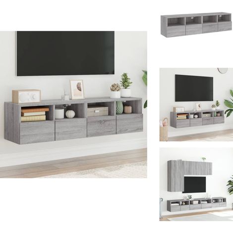 Meubles TV muraux 2pcs sonoma gris 60x30x30cm bois d'ingénierie - Meuble Tv Mural - Meuble Tv Suspendu - Rangement Murale - Armoire Tv - Design Moderne (1/5)