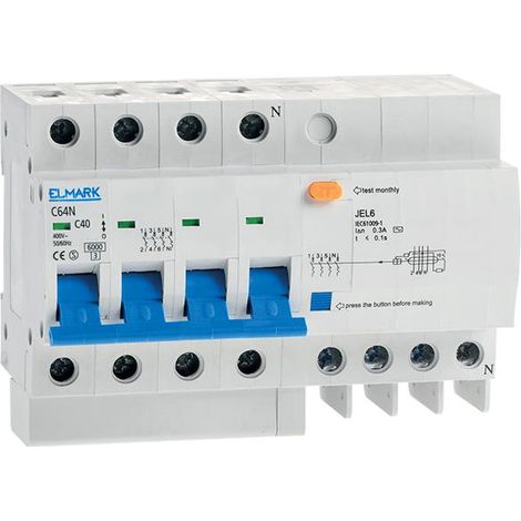 DISPOSITIVO COMBINATO ELETTRONICO DI CORRENTE RESIDUA JEL6 C40 3P+N 40A/300MA