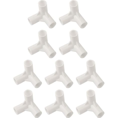 Tés de tente 16 mm, connecteurs en plastique à 3 voies pour tentes de camping, auvents, plantes, armoires, lits pour animaux domestiques, accessoires de joints fixes haute résistance, blanc, 10 (tee à (1/4)