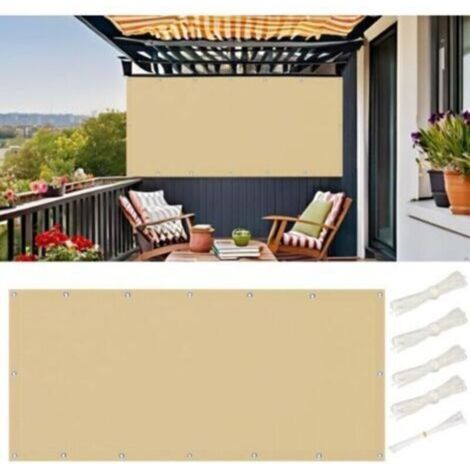 Voile Dombrage 1.5x3 m Rectangulaire Imperméable, Toile Ombrage Exterieur, Voile Dombrage Pare-Soleil Jardin Balcon UV Protection pour Patio Terrasse Extérieur avec Oeillets et Cordons, Sable Beige (1/5)
