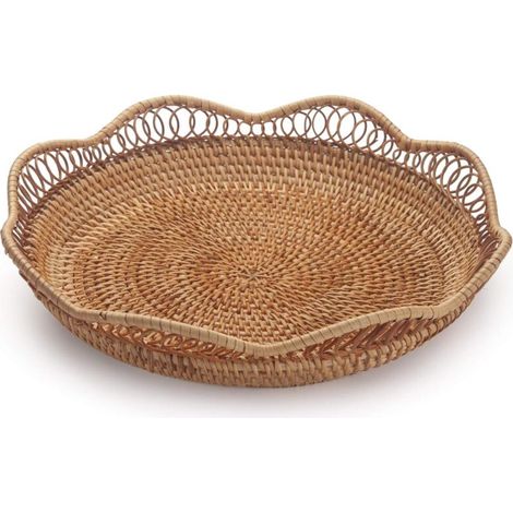 Corbeille à Pain en Rotin Naturel, Panier de Fruits et Légumes, Rangement pour Nourriture et Collations (1/4)