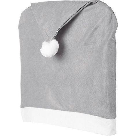 Housse De Dossier De Chaise Bonnet De Père Noël Pour Noël, Décoration De Fête De Noël (2 Pièces - Gris) yu (1/5)