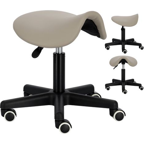 Grauer drehbarer Friseur- und Kosmetikhocker, mobiler Spa-Hocker (1/4)