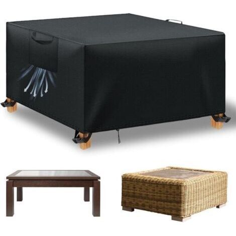 Housse Table de Jardin, Housse Salon de Jardin Exterieur, Housses pour Mobilier de Jardin Imperméable Anti-UV, 210D Tissu Oxford Housse de Protection Salon de Jardin (Noir, 150x150x74cm) (1/5)