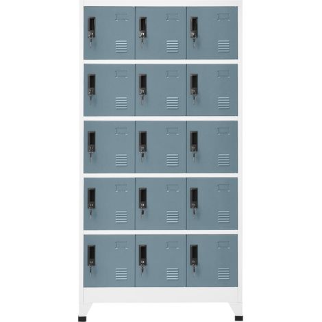 Armoire à casier Vestiaire Rangements Gris clair et gris foncé 90x40x180 cm Acier -13595 (1/5)
