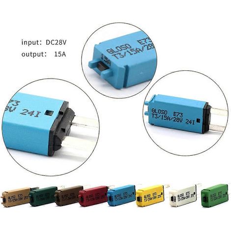 Fusible réarmable 12V/24V 15A, compatible avec les disjoncteurs automobiles, bleu. (1/5)