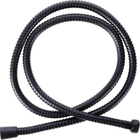 Duschschlauch aus Edelstahl, schwarz, 150 cm, Gewinde 1/2 (1/5)