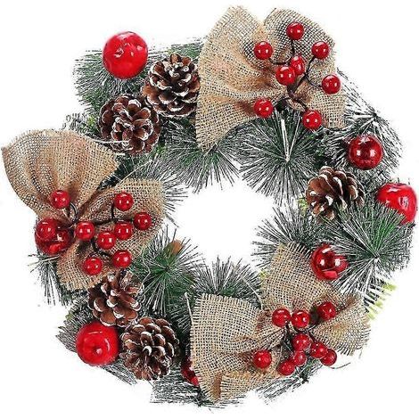 Weihnachtskranz für die Tür mit Tannenzapfen und Beeren – Dekoration für drinnen und draußen (1/5)