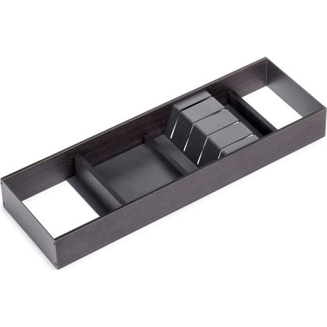Emuca Messereinsatz Orderbox für Schublade, 150x470mm, Stahl und Holz, Anthrazitgrau