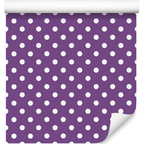 Papel pintado de puntos morados, morado intenso para salón y dormitorio, 50x1000 cm (1/5)