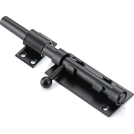 Verrou de porte coulissante acier inoxydable avec trou de cadenas, verrou porte de sécurité à boulons serrure de boulon loquet fermeture de portail longue, 12mm de diamètre, noir 8 inch Verrou de por (1/2)