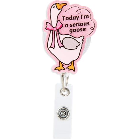Bobine de Badge Retractable, Acrylique Porte Badge avec Motif d'Oie avec Pince Crocodile pour Infirmières Étudiants en Soins Infirmiers Enseignants et Employés de Bureau (1/5)