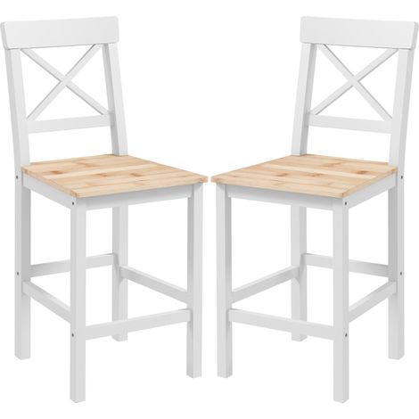 HOMCOM Set di 2 Sgabelli da Bar, Sgabelli Rustici per Cucina e Bar, Naturale