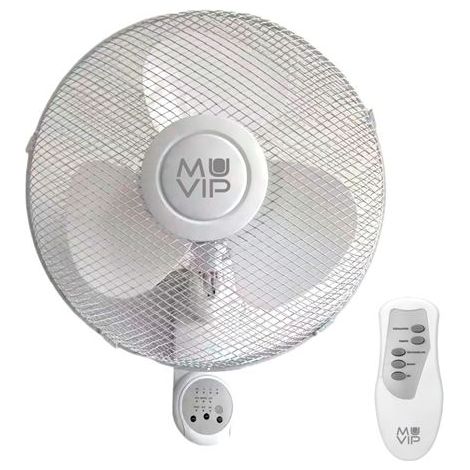 MUVIPMUVIP Ventilatore da parete 45W con telecomando -- 3 velocità, funzione di oscillazione de, diametro 40cm (16"), griglia protettiva, silenzioso e potente, 220V-240V