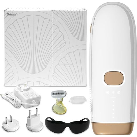 Épilateur Lumière Pulsée, Épilateur IPL pour les Femmes et Hommes, Épilation Laser à Refroidissement Saphir, avec Lunettes de Protection, Rasoir et Adaptateurs (1/5)