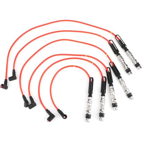 Ignition Cable, 6Pcs Ignition Cable Ignition Wire Cord 1J0998031 with Pull Rod for Ignition Cable Ignition Cord 021905409N Spark Plug Wire Au. (1/5)