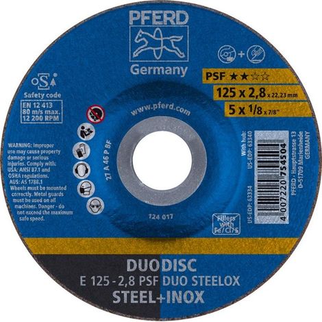 Schruppscheibe E 125-2.8 A 46 P PSF-INOX-DUO/22.23 VPE: 10 (1/5)