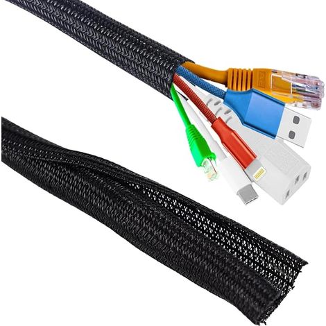 Manchons soignés pour câbles, diamètre 13 mm, tube de gestion de câbles de 3 m pour PC/TV, fil de protection autocollant, organisateur pour câble d'alimentation USB, câble audio vidéo (1/5)