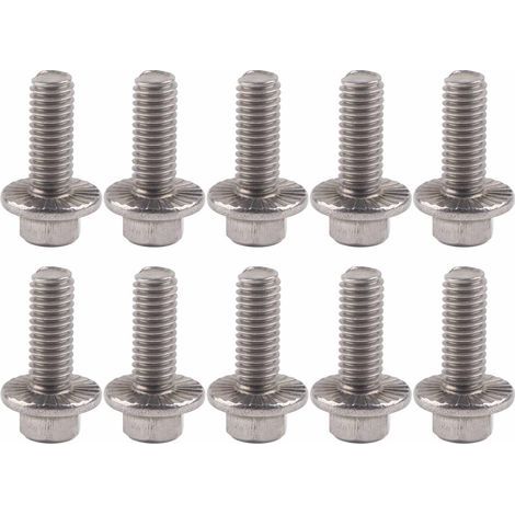 10 M6 flanged hex head screws in SS304 stainless steel with integrated washer (1/5)
