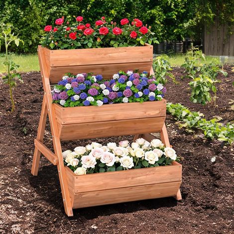 Porte-plantes coloris marron en tannenholz 75 x 65 x 76 cm (1/5)