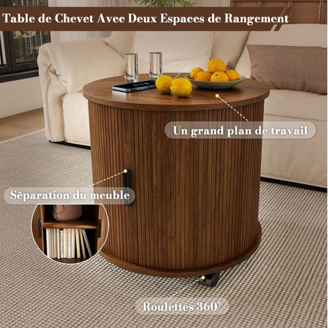 MEUBLIV mesita de noche 60x60x60 cm marrón – carga, almacenamiento, móvil (1/5)