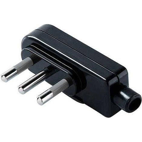 Spina Italiana Piatta 2P+T 10A SPA11 Nera Uscita Cavo 90°
