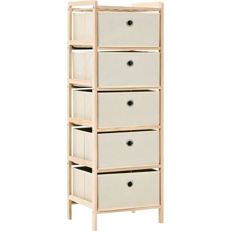 Étagères de rangement avec 5 paniers en tissu 2 pcs beige cèdre