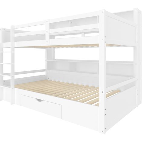 Etagenbett 90 x 200 cm mit Schubladen und Stauraum, weiß MODENUIT (1/5)